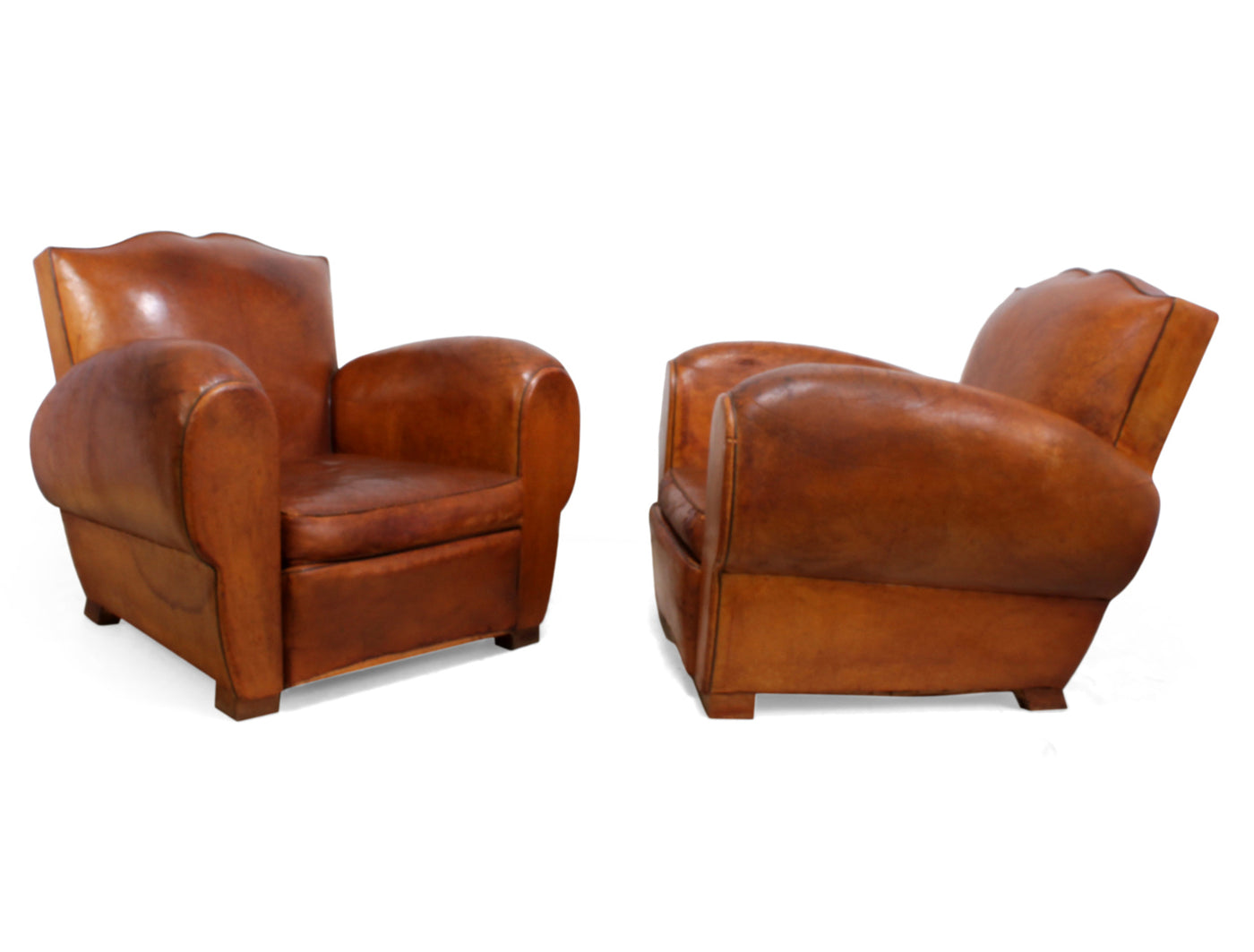 Pair of French Leather Club Chairs c1930