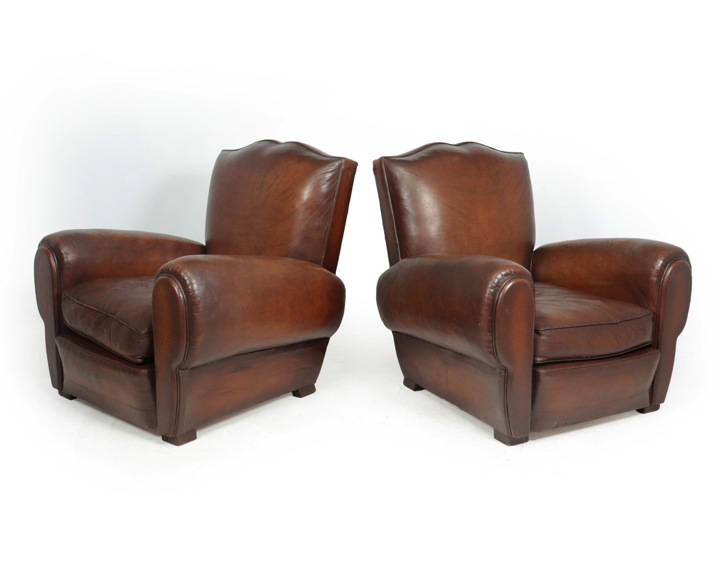 Pair of French Moustache Back Club Chairs