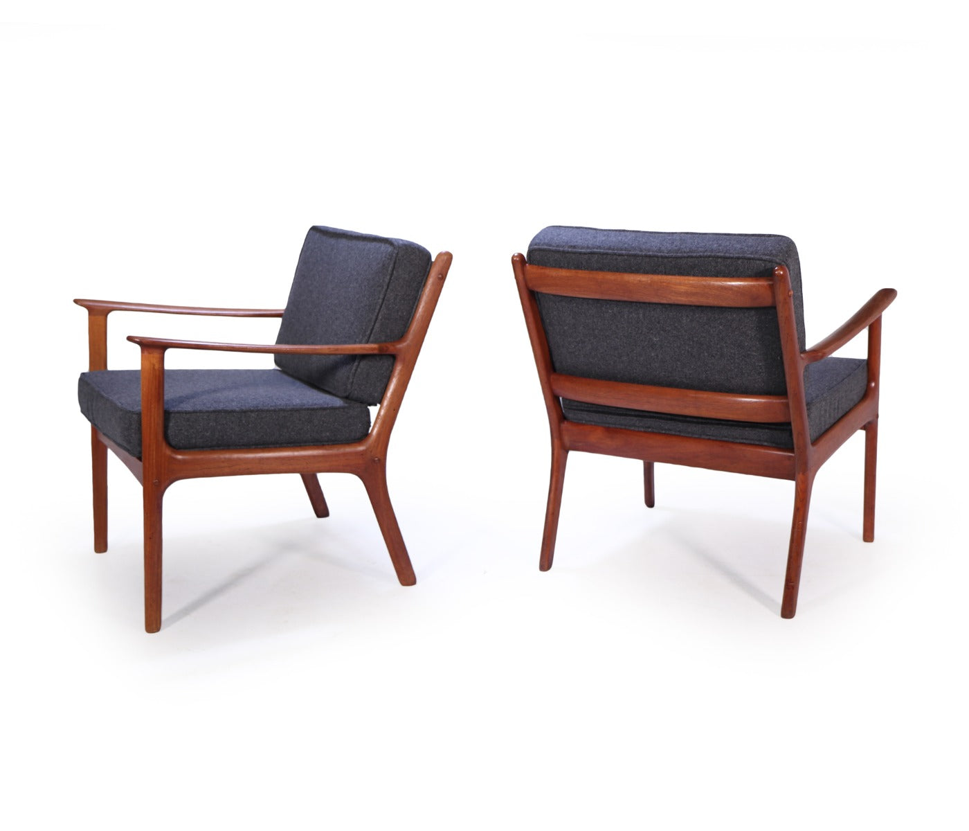 Pair of Mid Century Teak Lounge Chairs by Ole Wanscher