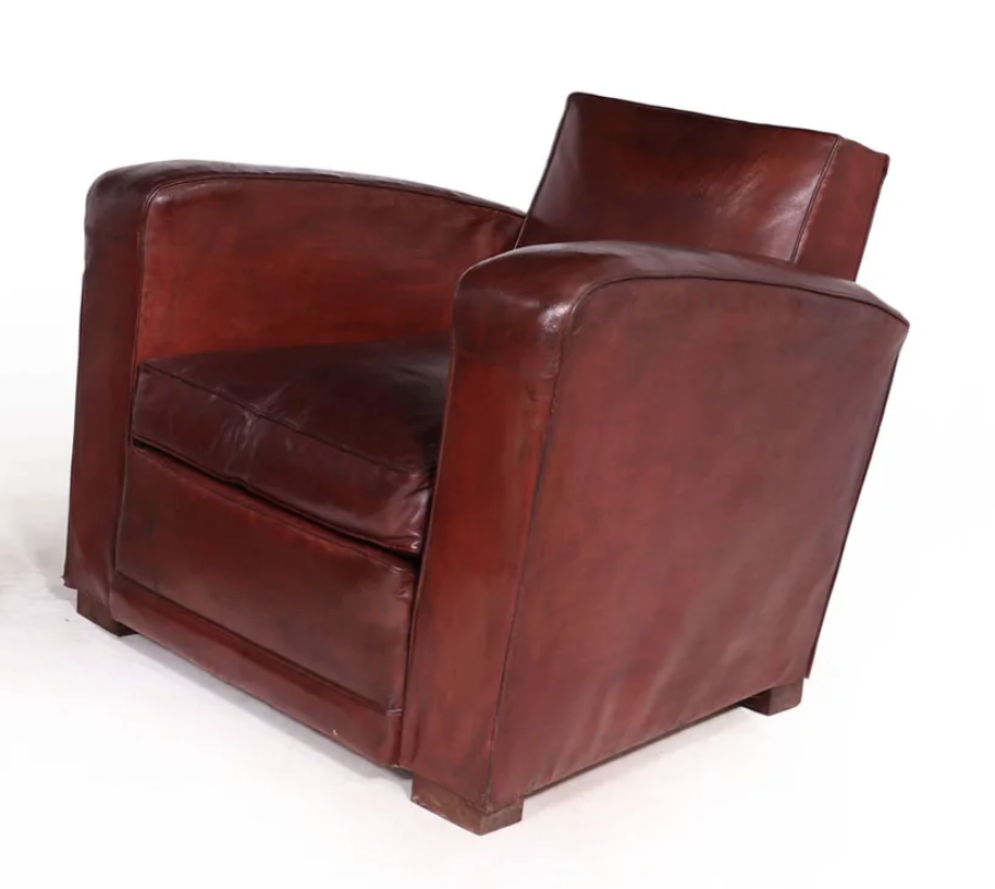 French Leather Club Chairs c1950