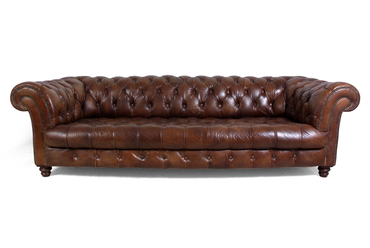 Vintage Leather Chesterfield with buttoned seat